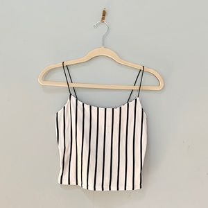 Cropped Tank Striped Black & White Spaghetti Strap